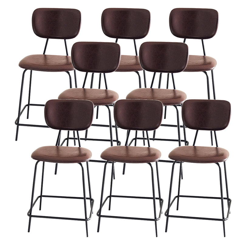 Contemporary Low Back Armless Bar Stools with Black Metal Base
