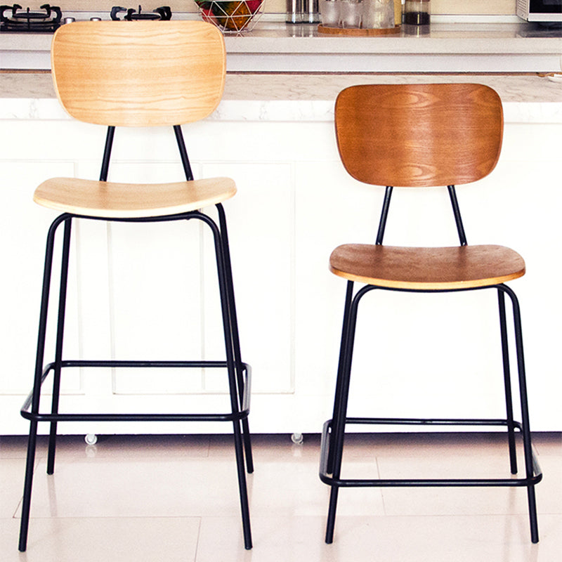 Contemporary Low Back Armless Bar Stools with Black Metal Base