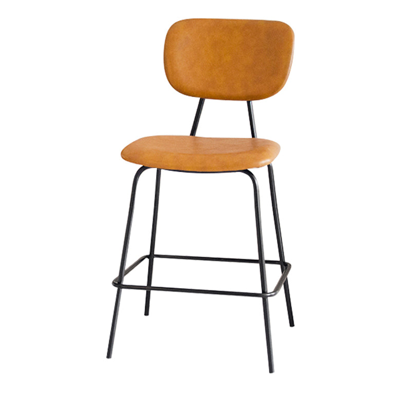Contemporary Low Back Armless Bar Stools with Black Metal Base