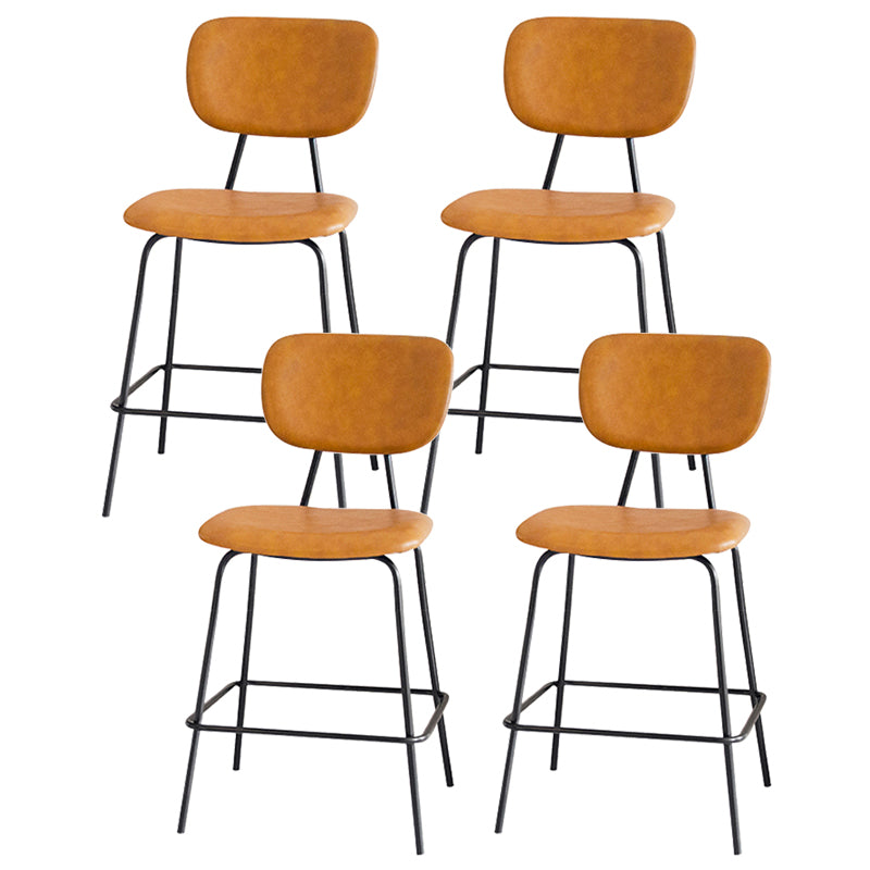 Contemporary Low Back Armless Bar Stools with Black Metal Base
