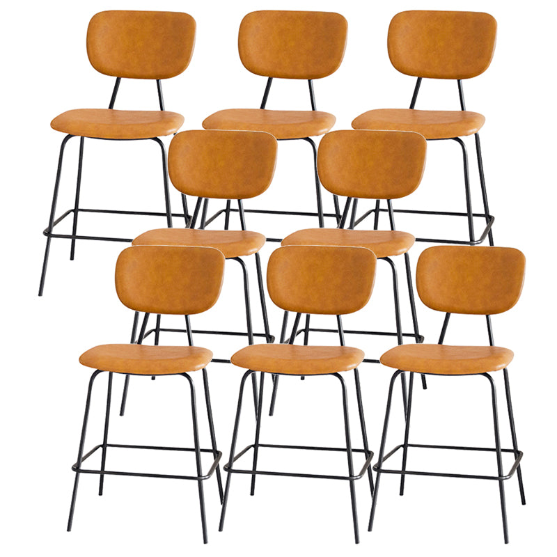 Contemporary Low Back Armless Bar Stools with Black Metal Base