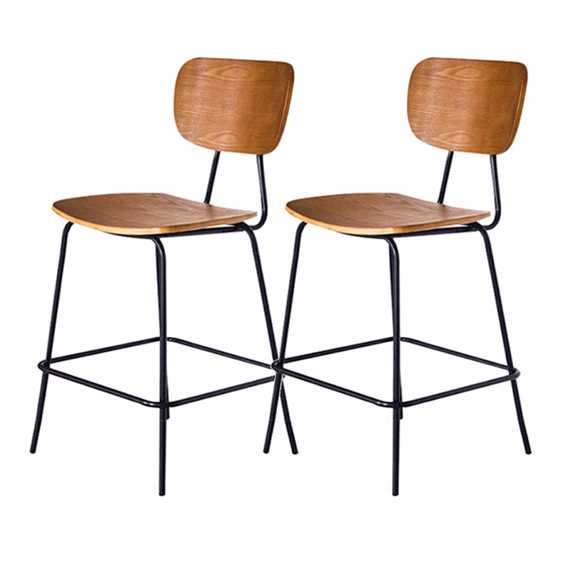 Contemporary Low Back Armless Bar Stools with Black Metal Base