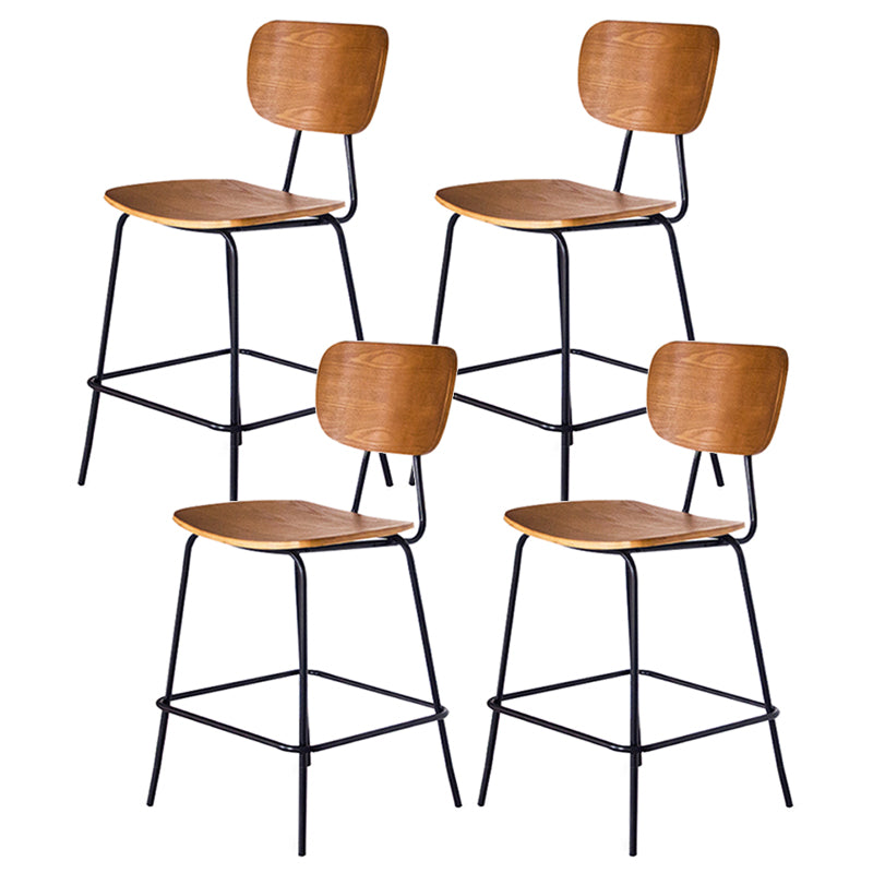 Contemporary Low Back Armless Bar Stools with Black Metal Base