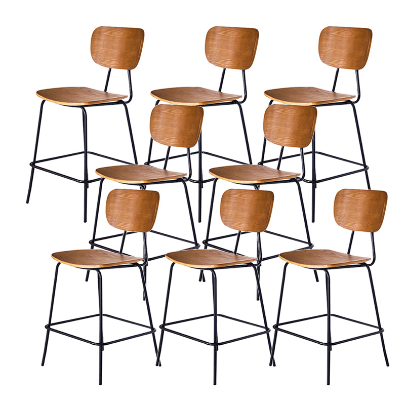 Contemporary Low Back Armless Bar Stools with Black Metal Base