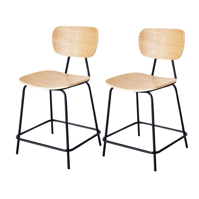 Contemporary Low Back Armless Bar Stools with Black Metal Base