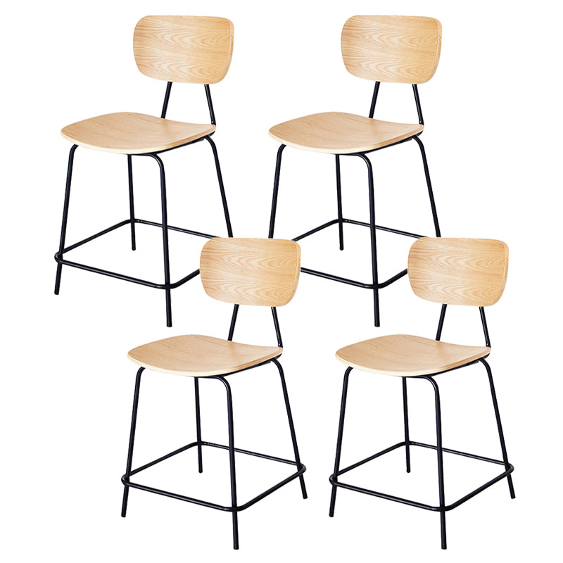 Contemporary Low Back Armless Bar Stools with Black Metal Base