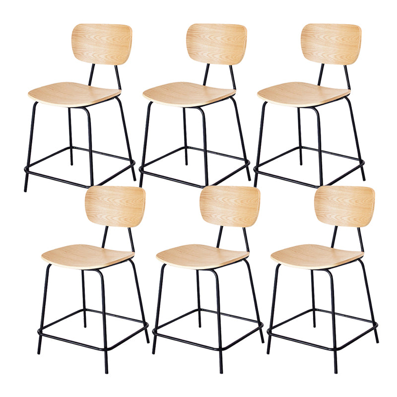 Contemporary Low Back Armless Bar Stools with Black Metal Base