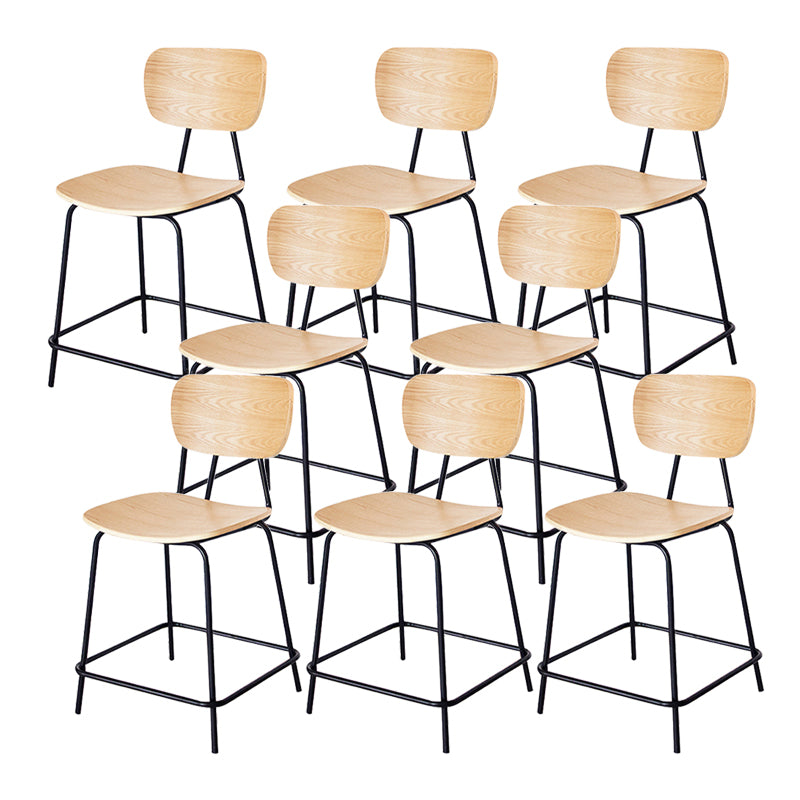 Contemporary Low Back Armless Bar Stools with Black Metal Base