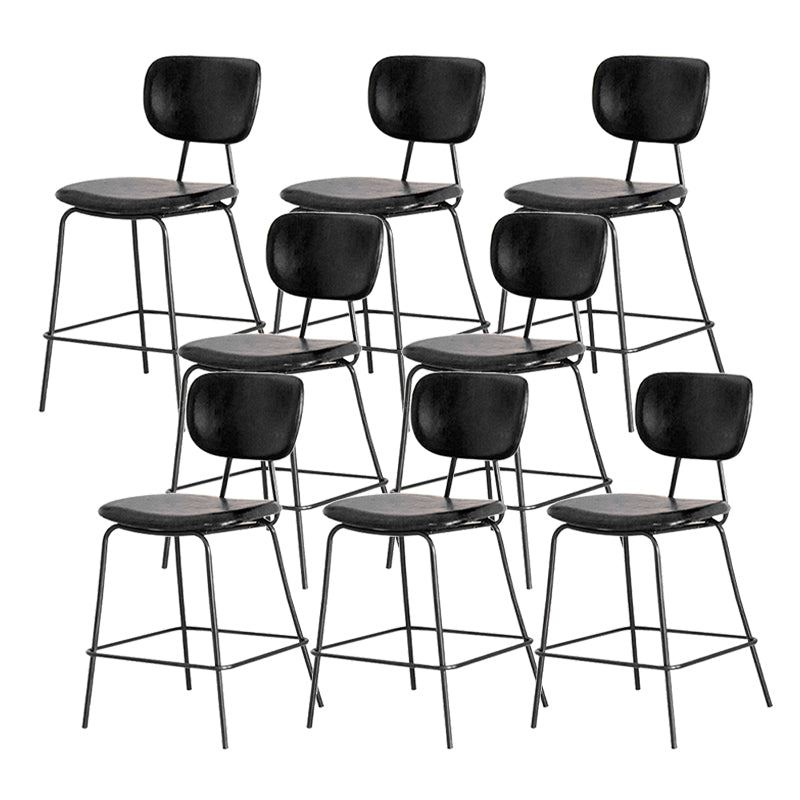 Contemporary Low Back Armless Bar Stools with Black Metal Base