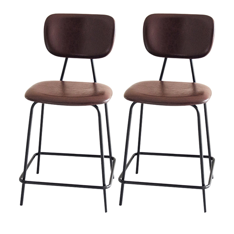 Contemporary Low Back Armless Bar Stools with Black Metal Base