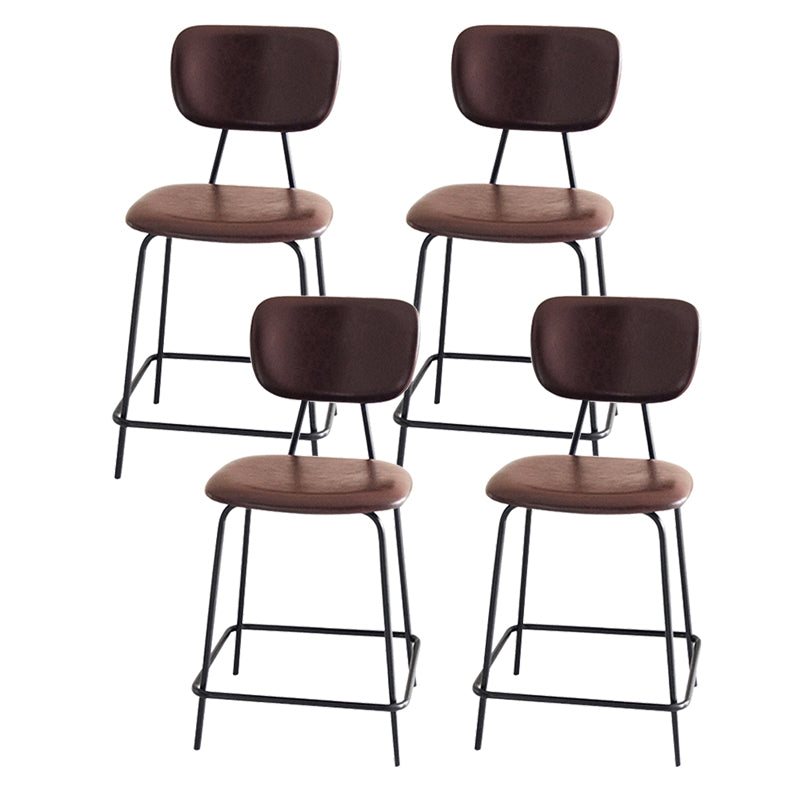 Contemporary Low Back Armless Bar Stools with Black Metal Base
