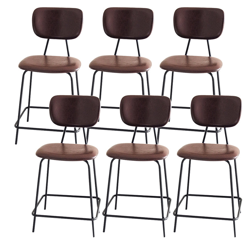Contemporary Low Back Armless Bar Stools with Black Metal Base