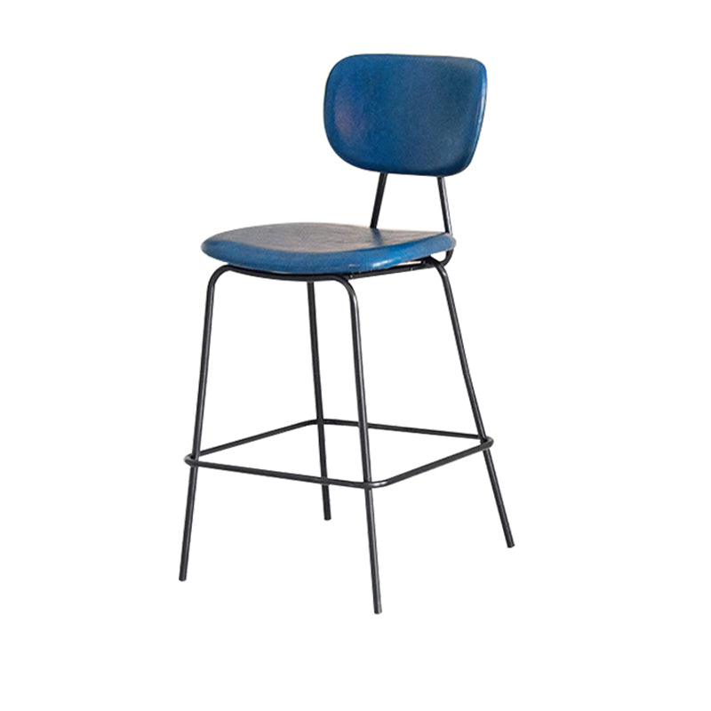 Contemporary Low Back Armless Bar Stools with Black Metal Base