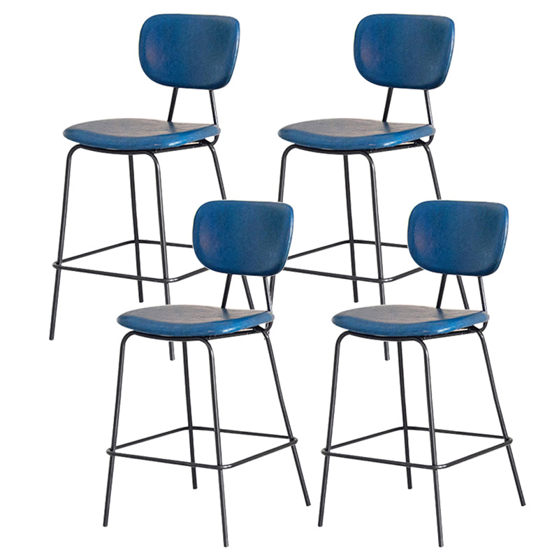 Contemporary Low Back Armless Bar Stools with Black Metal Base