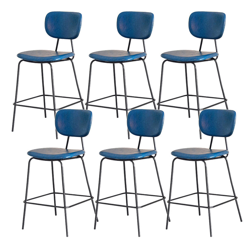 Contemporary Low Back Armless Bar Stools with Black Metal Base