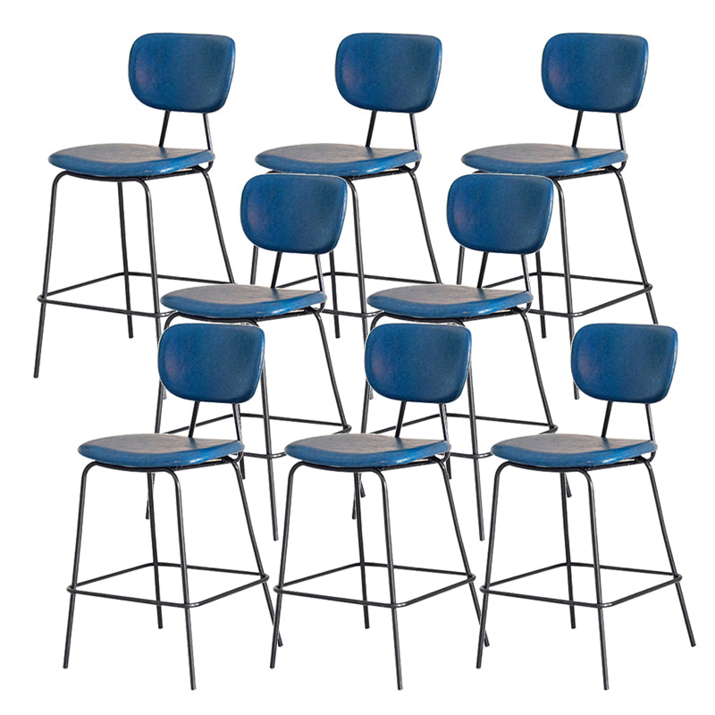 Contemporary Low Back Armless Bar Stools with Black Metal Base