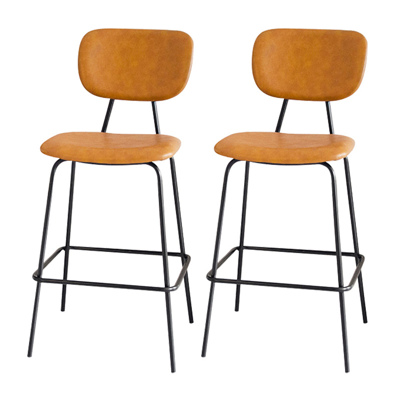 Contemporary Low Back Armless Bar Stools with Black Metal Base