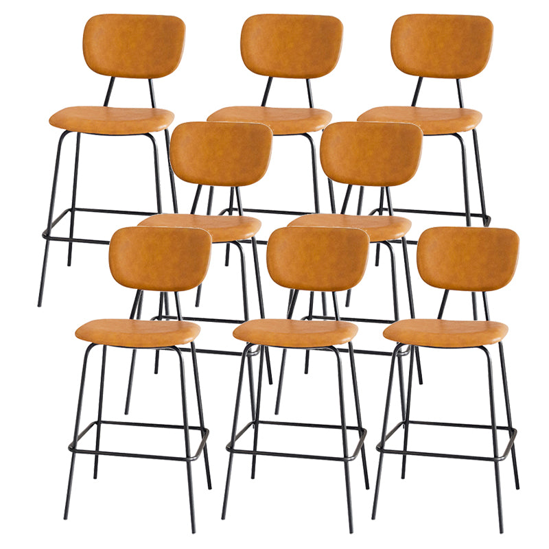 Contemporary Low Back Armless Bar Stools with Black Metal Base