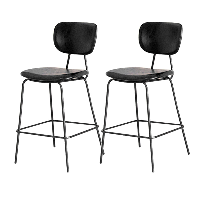 Contemporary Low Back Armless Bar Stools with Black Metal Base