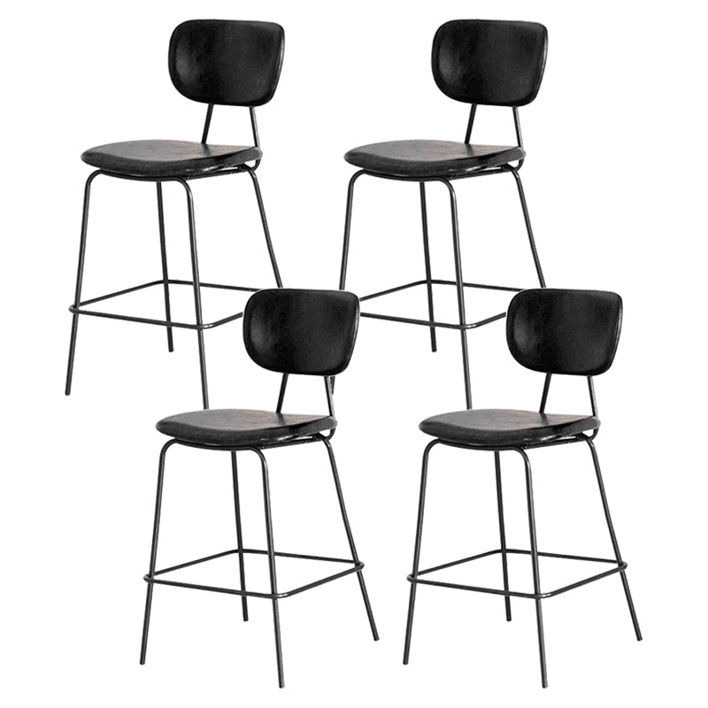 Contemporary Low Back Armless Bar Stools with Black Metal Base