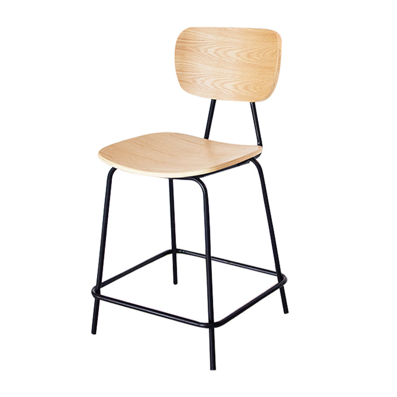 Contemporary Low Back Armless Bar Stools with Black Metal Base