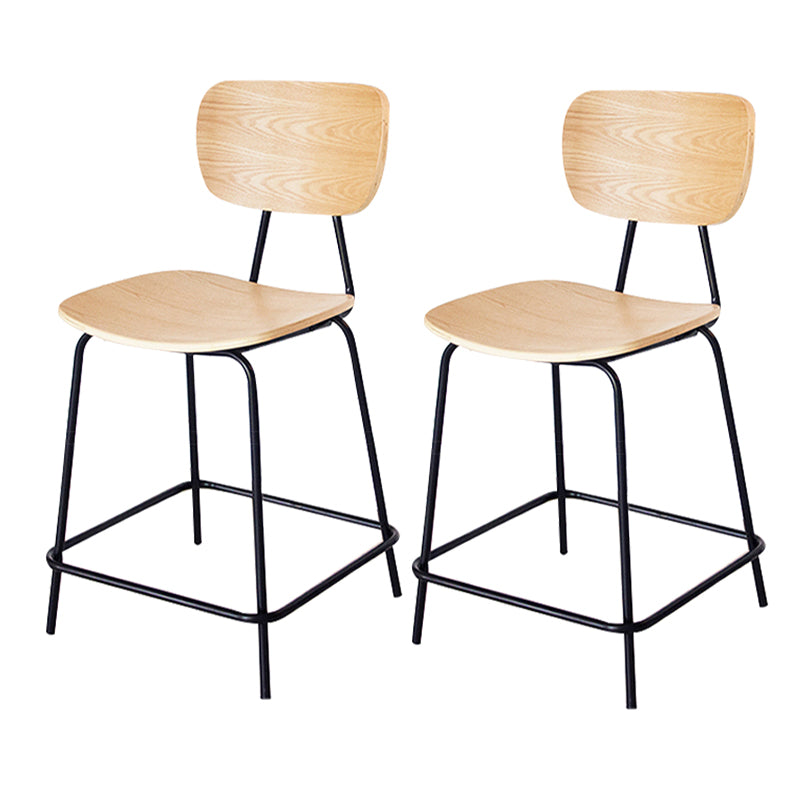 Contemporary Low Back Armless Bar Stools with Black Metal Base