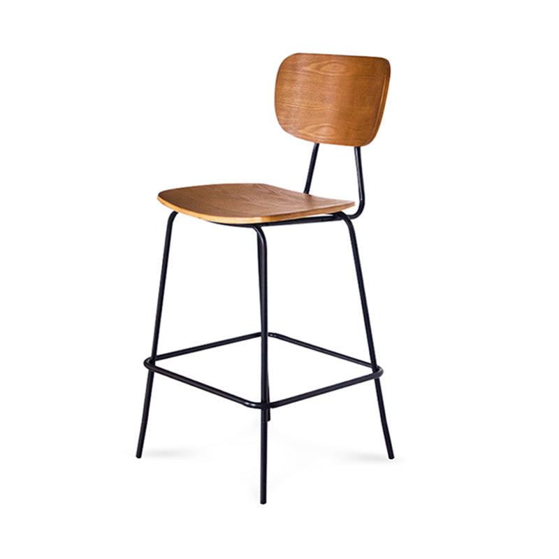 Contemporary Low Back Armless Bar Stools with Black Metal Base