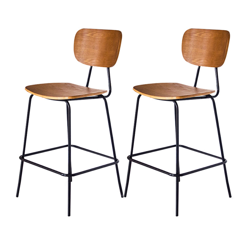 Contemporary Low Back Armless Bar Stools with Black Metal Base