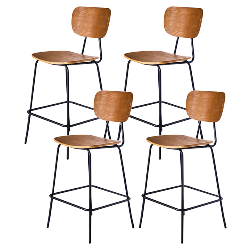 Contemporary Low Back Armless Bar Stools with Black Metal Base