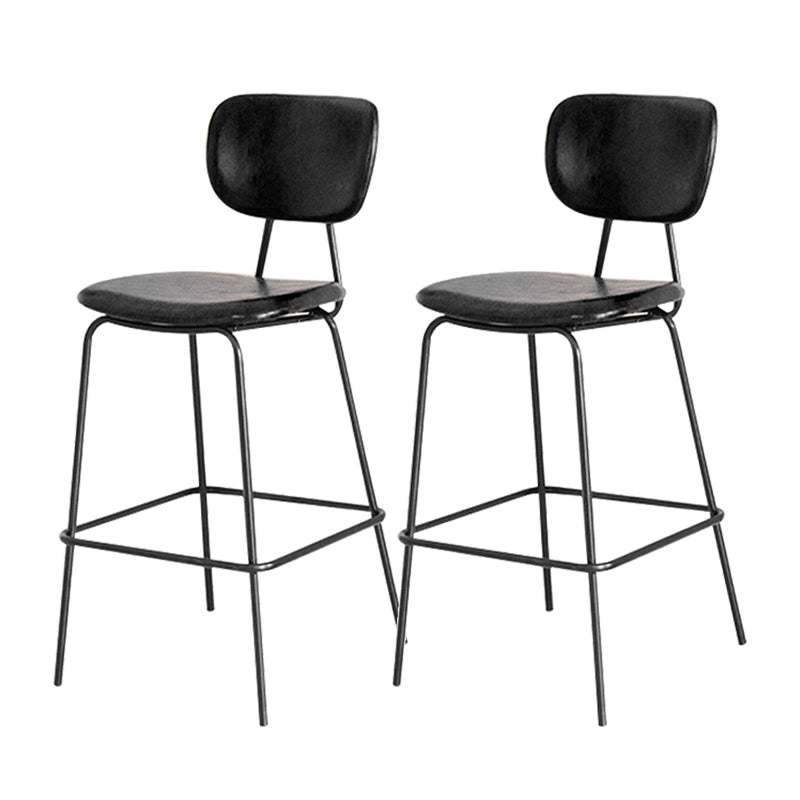 Contemporary Low Back Armless Bar Stools with Black Metal Base