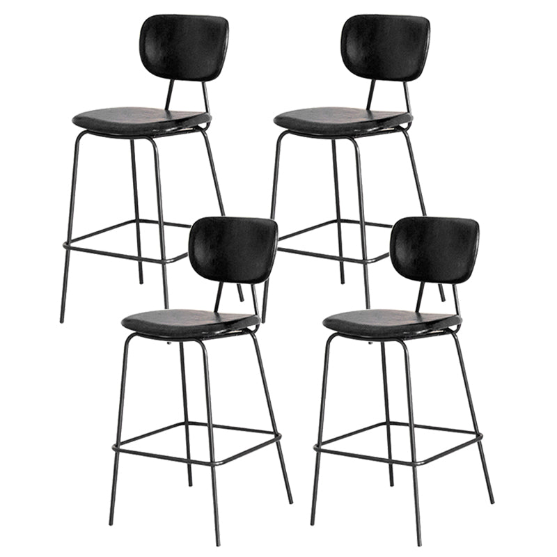 Contemporary Low Back Armless Bar Stools with Black Metal Base
