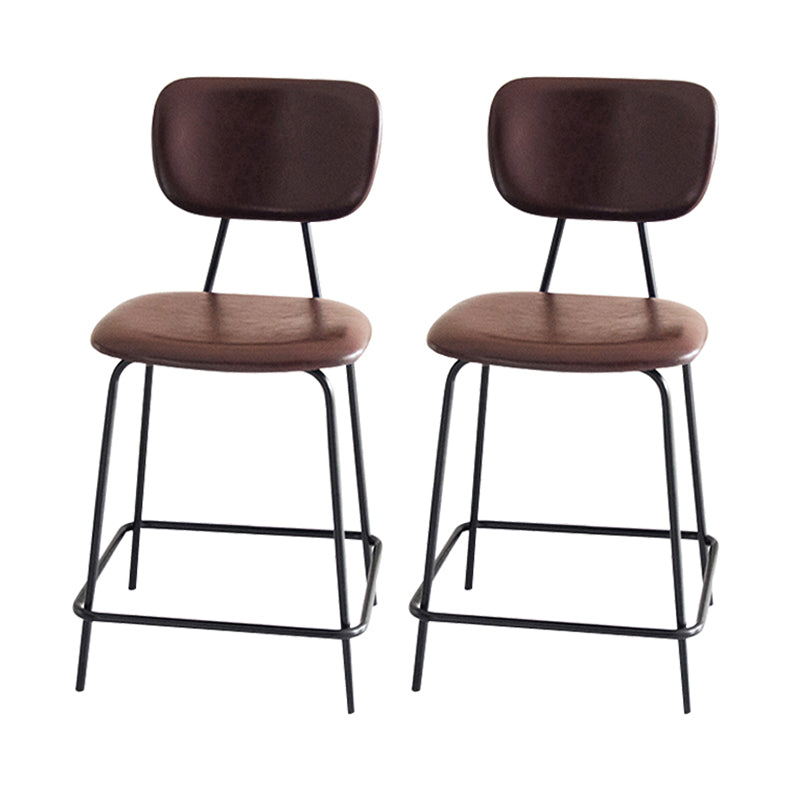 Contemporary Low Back Armless Bar Stools with Black Metal Base