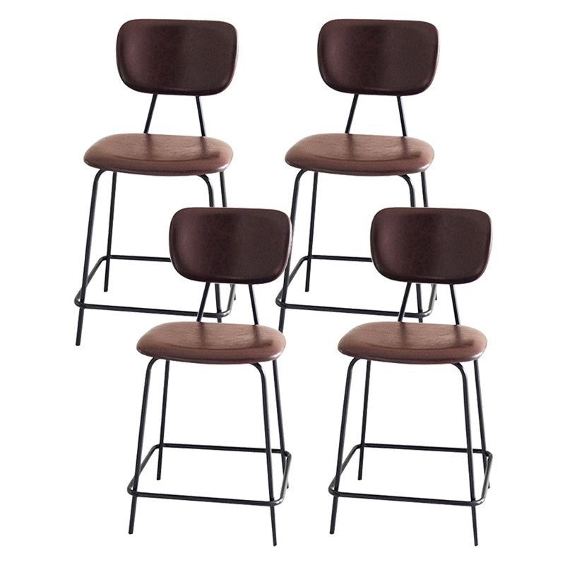 Contemporary Low Back Armless Bar Stools with Black Metal Base