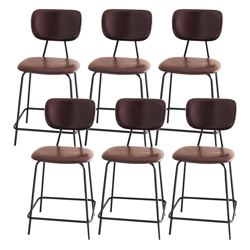 Contemporary Low Back Armless Bar Stools with Black Metal Base