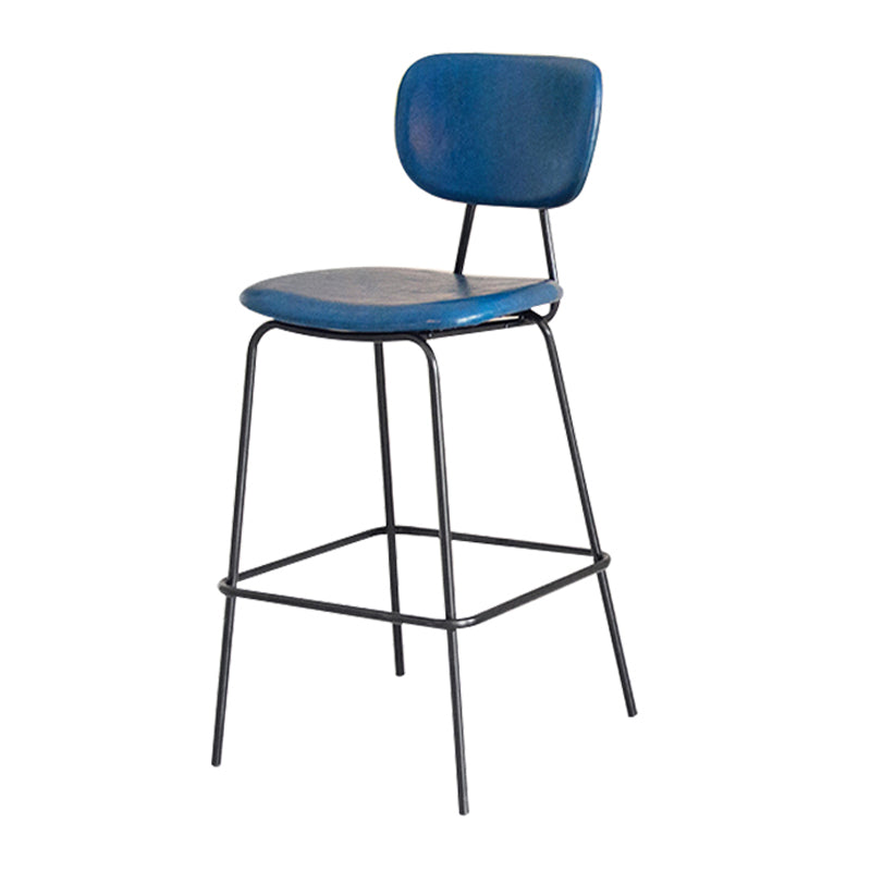 Contemporary Low Back Armless Bar Stools with Black Metal Base