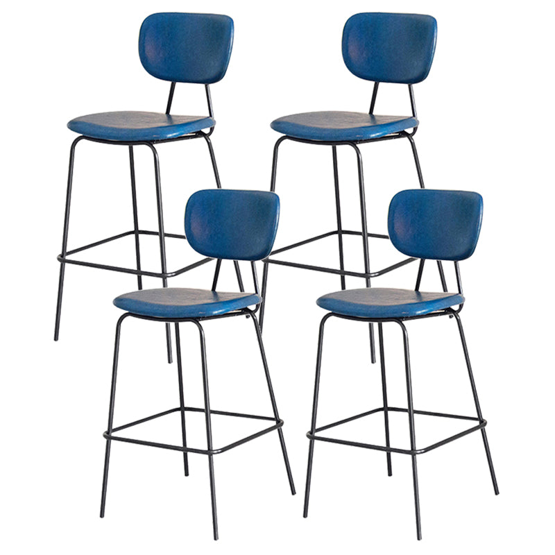 Contemporary Low Back Armless Bar Stools with Black Metal Base