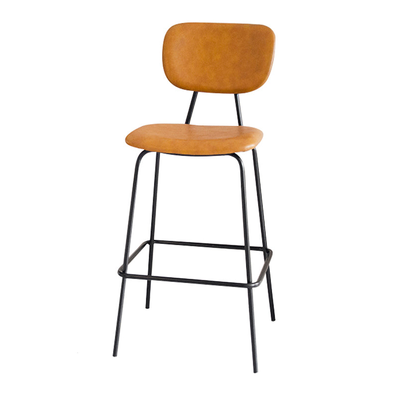 Contemporary Low Back Armless Bar Stools with Black Metal Base