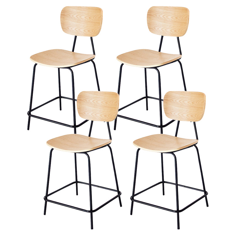 Contemporary Low Back Armless Bar Stools with Black Metal Base