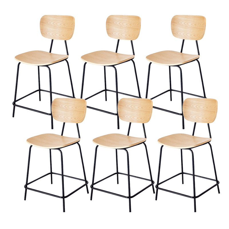 Contemporary Low Back Armless Bar Stools with Black Metal Base