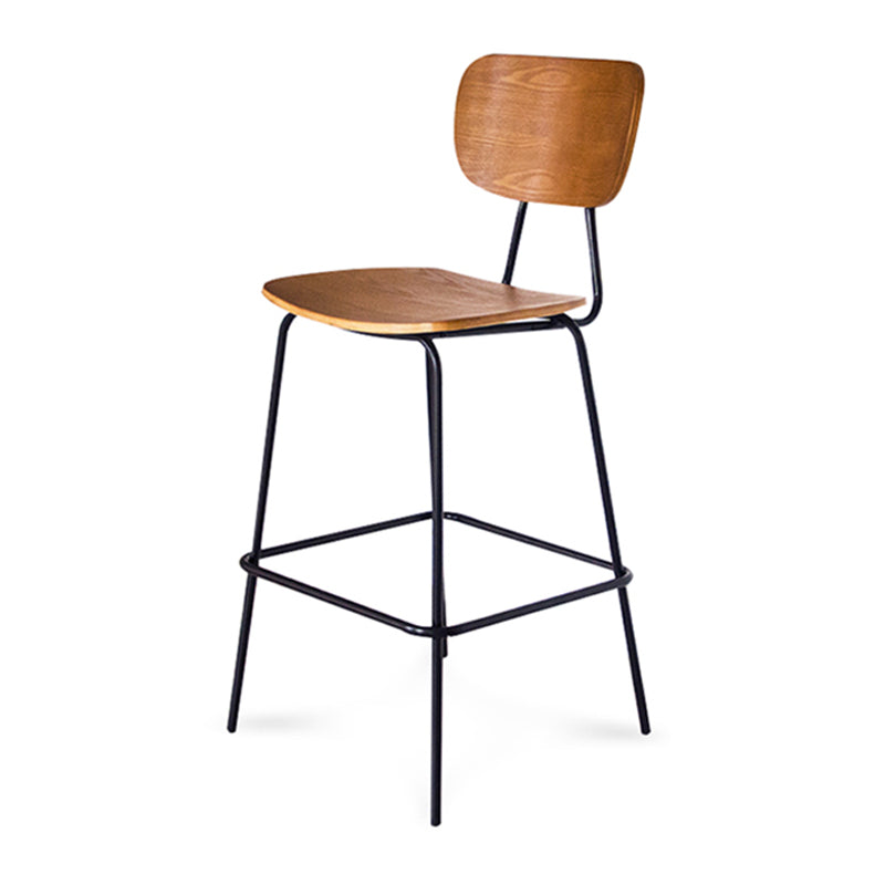 Contemporary Low Back Armless Bar Stools with Black Metal Base