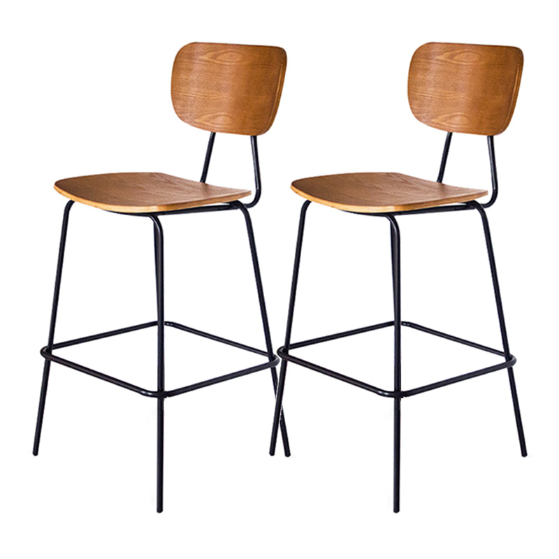Contemporary Low Back Armless Bar Stools with Black Metal Base