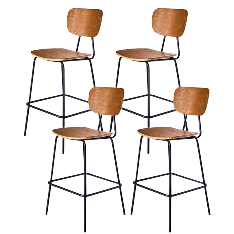 Contemporary Low Back Armless Bar Stools with Black Metal Base