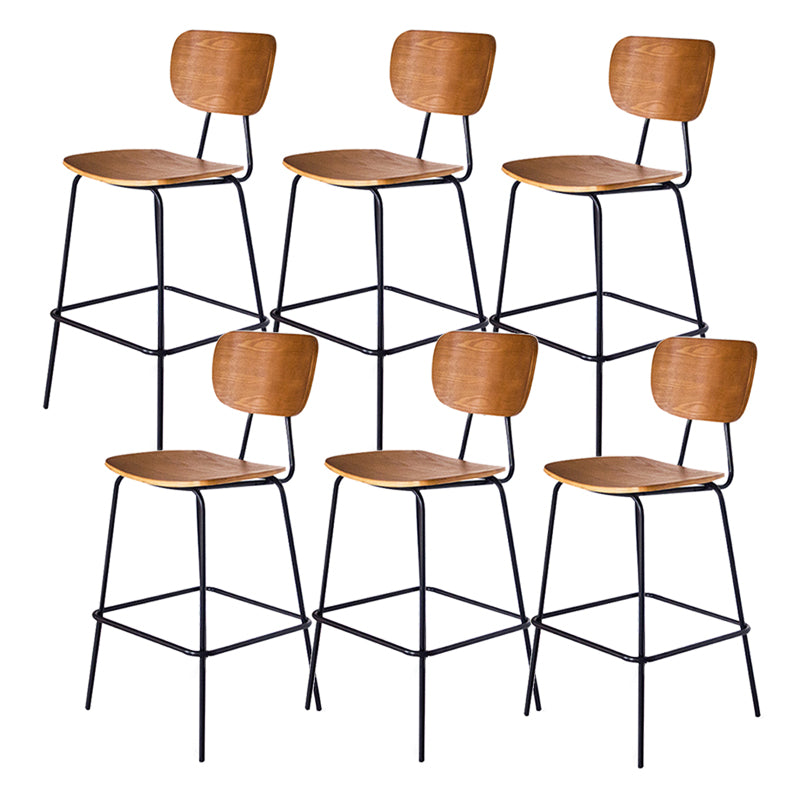 Contemporary Low Back Armless Bar Stools with Black Metal Base