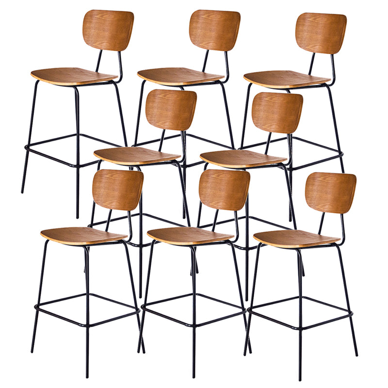 Contemporary Low Back Armless Bar Stools with Black Metal Base