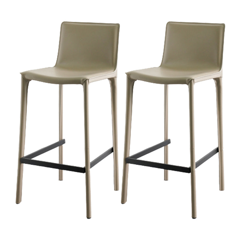Modern Armless Faux Leather Low Back Bar Stools with Metal Base