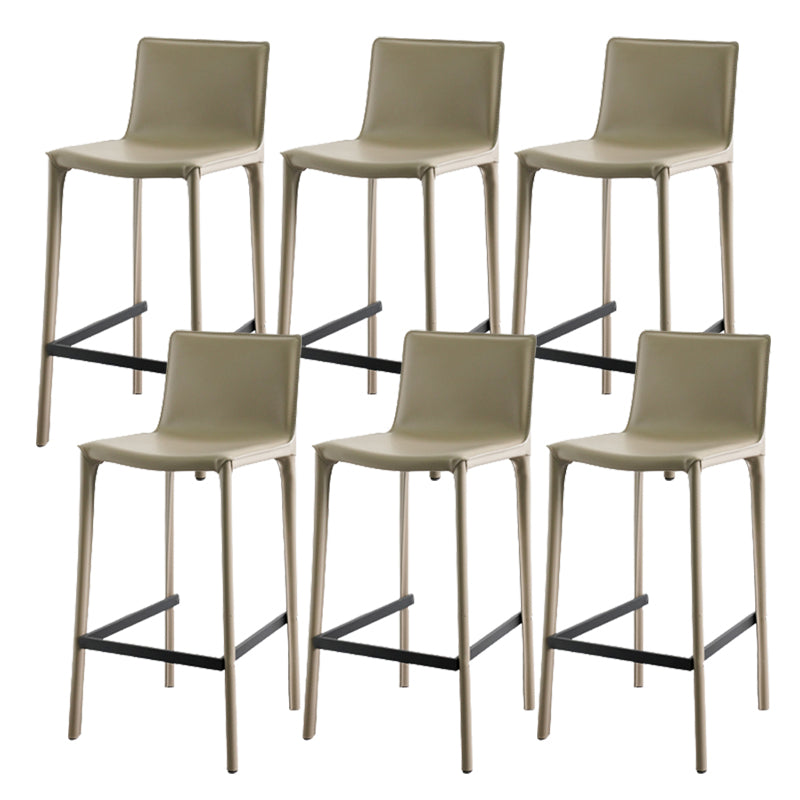 Modern Armless Faux Leather Low Back Bar Stools with Metal Base