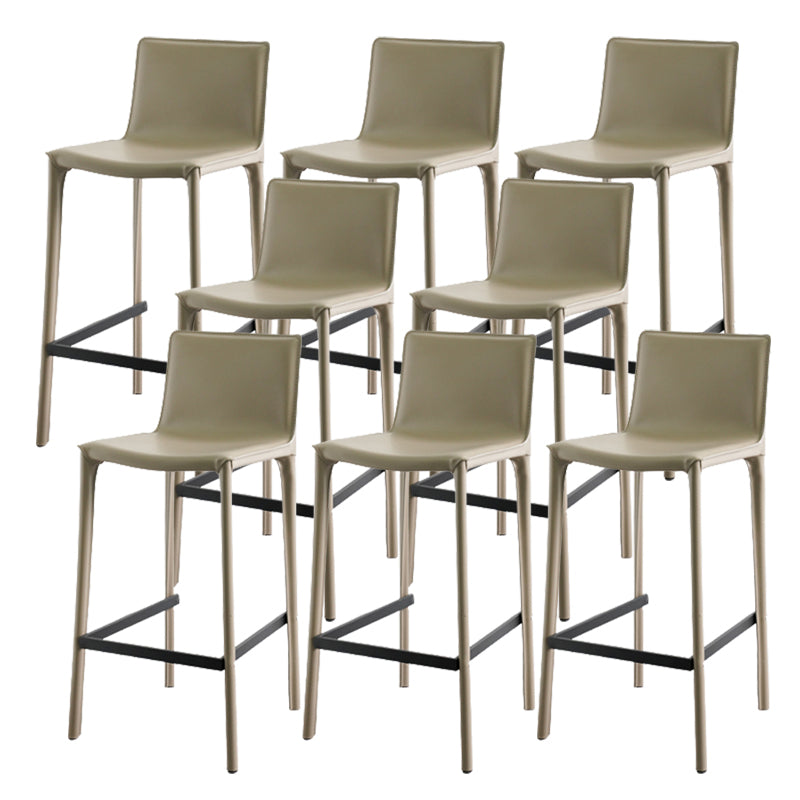 Modern Armless Faux Leather Low Back Bar Stools with Metal Base