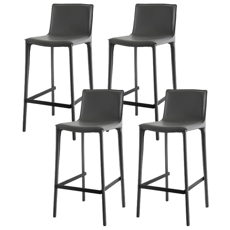 Modern Armless Faux Leather Low Back Bar Stools with Metal Base