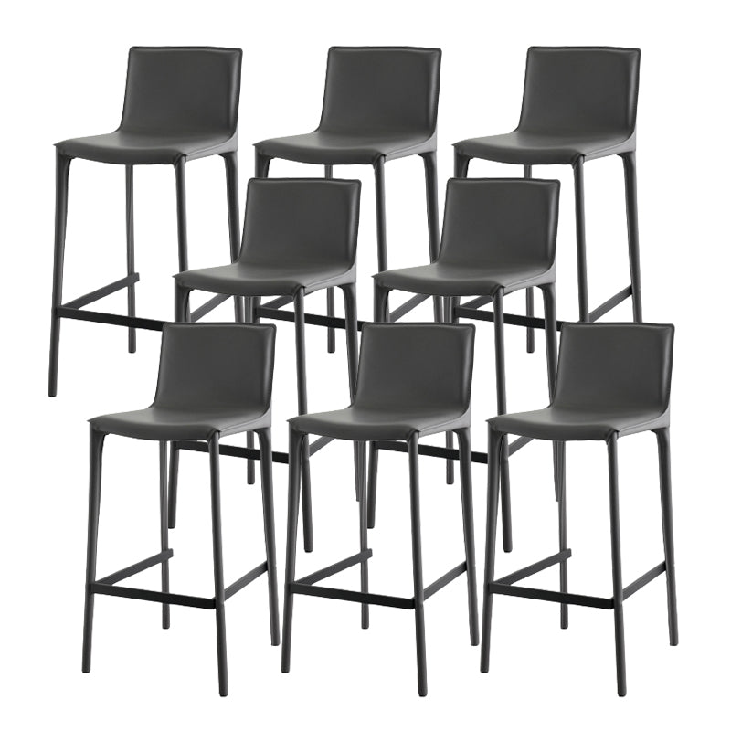 Modern Armless Faux Leather Low Back Bar Stools with Metal Base