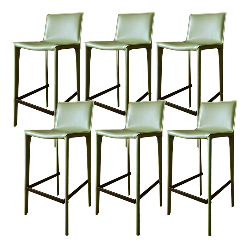 Modern Armless Faux Leather Low Back Bar Stools with Metal Base